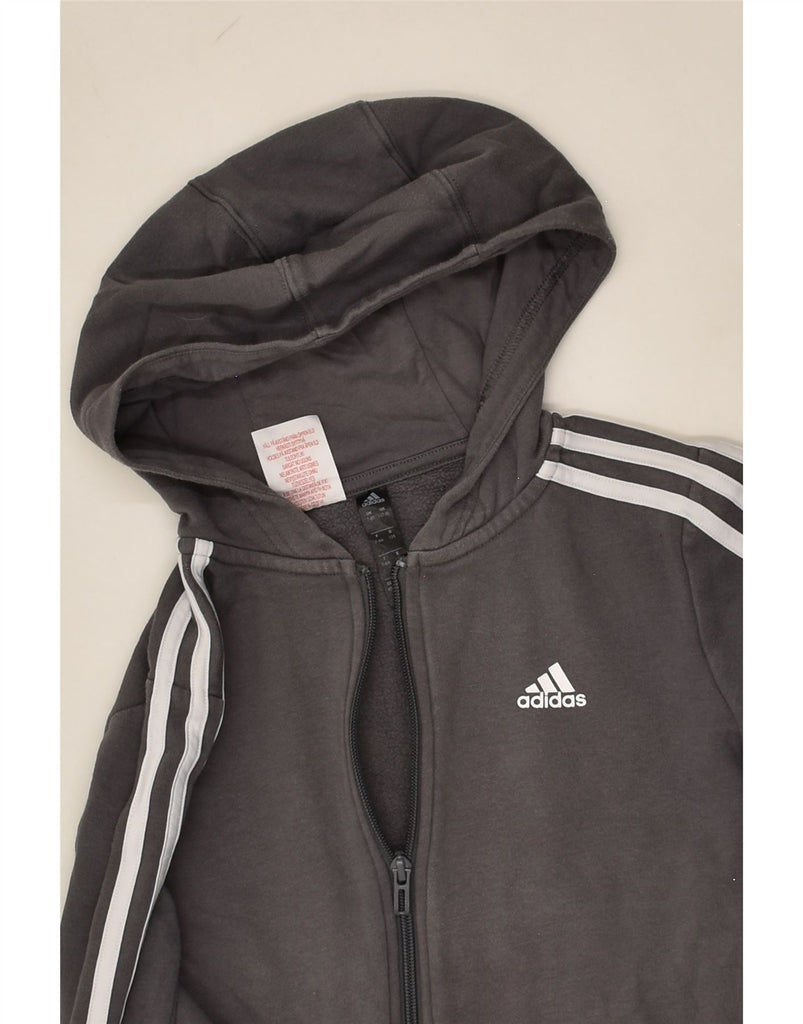 ADIDAS Boys Zip Hoodie Sweater 7-8 Years Grey Cotton | Vintage Adidas | Thrift | Second-Hand Adidas | Used Clothing | Messina Hembry 