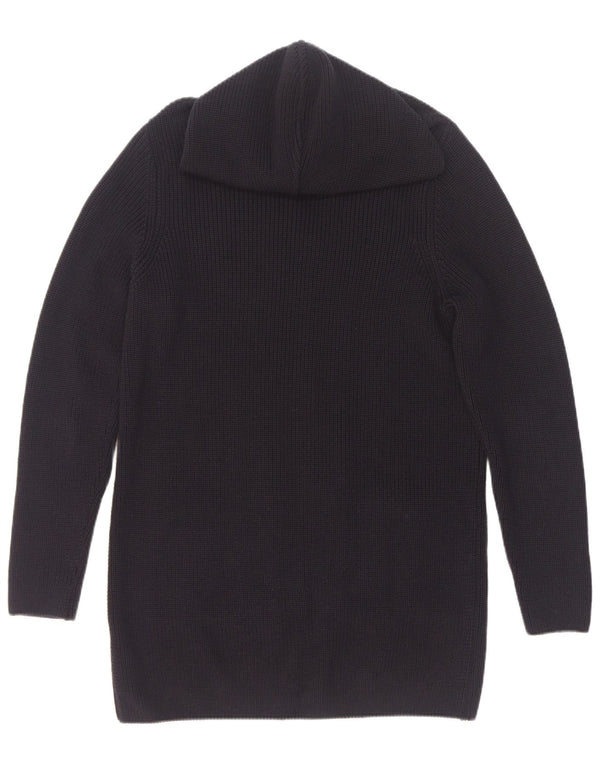 Zara Mens Hooded Cardigan Sweater Small Navy Blue Cotton