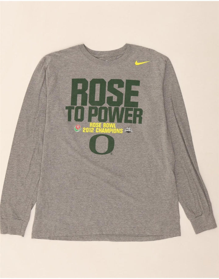 NIKE Mens Rose Bowl 2012 Standard Fit Graphic Top Long Sleeve XL Grey Vintage Nike and Second-Hand Nike from Messina Hembry 