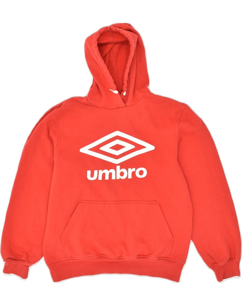 UMBRO Mens Graphic Hoodie Jumper Medium Red Cotton | Vintage Umbro | Thrift | Second-Hand Umbro | Used Clothing | Messina Hembry 