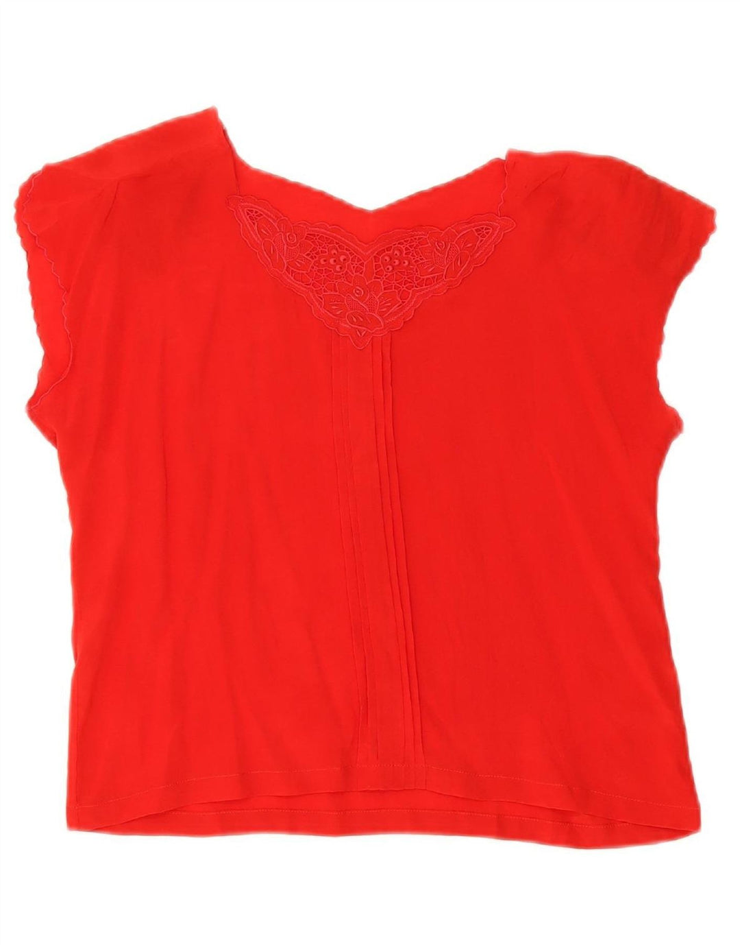 VINTAGE Womens Crop Sleeveless Blouse Top UK 14 Medium Red