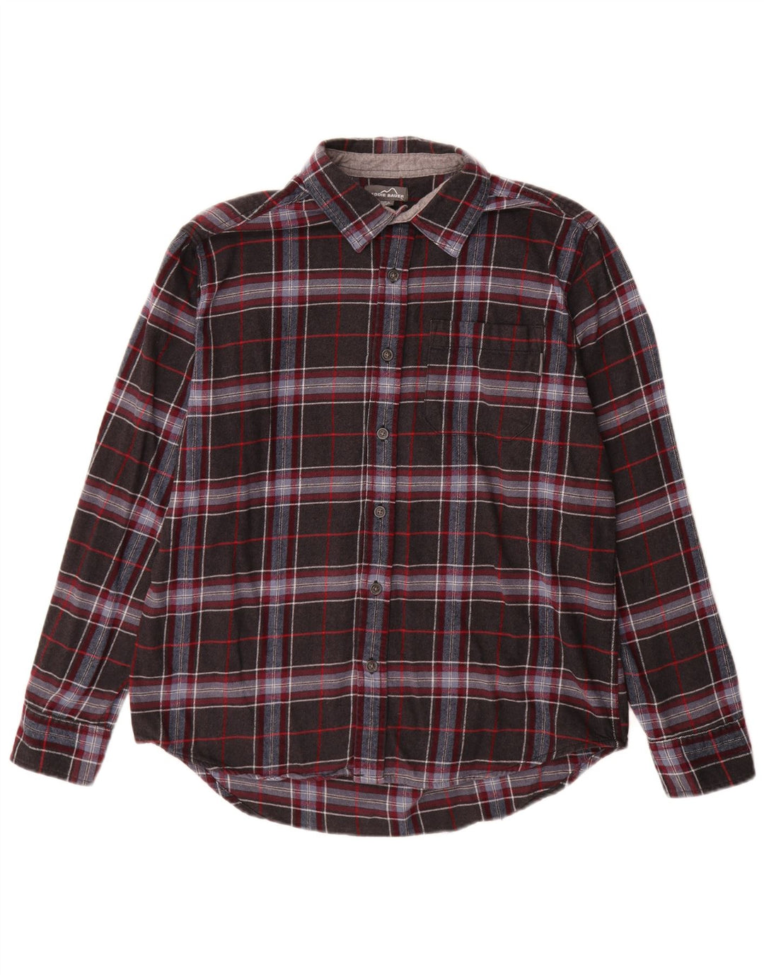 Eddie Bauer Mens Flannel Shirt Large Grey Check Cotton
