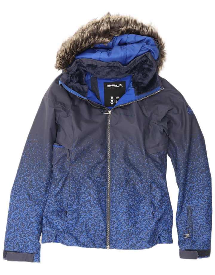 O'Neill Womens Hooded Windbreaker Jacket UK 10 Small Navy Blue Spotted