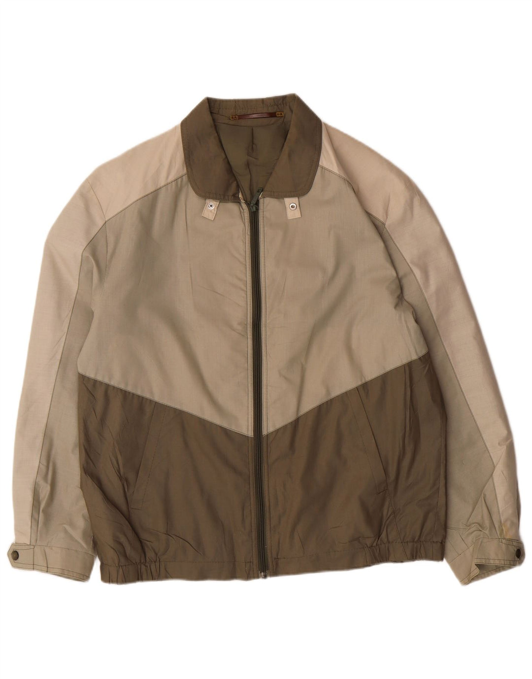 VINTAGE Mens Bomber Jacket IT 50 Large Khaki Colourblock Polyester