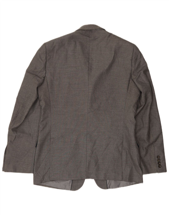 Marks & Spencer Mens 2 Button Blazer Jacket UK 40 Medium Grey Polyester
