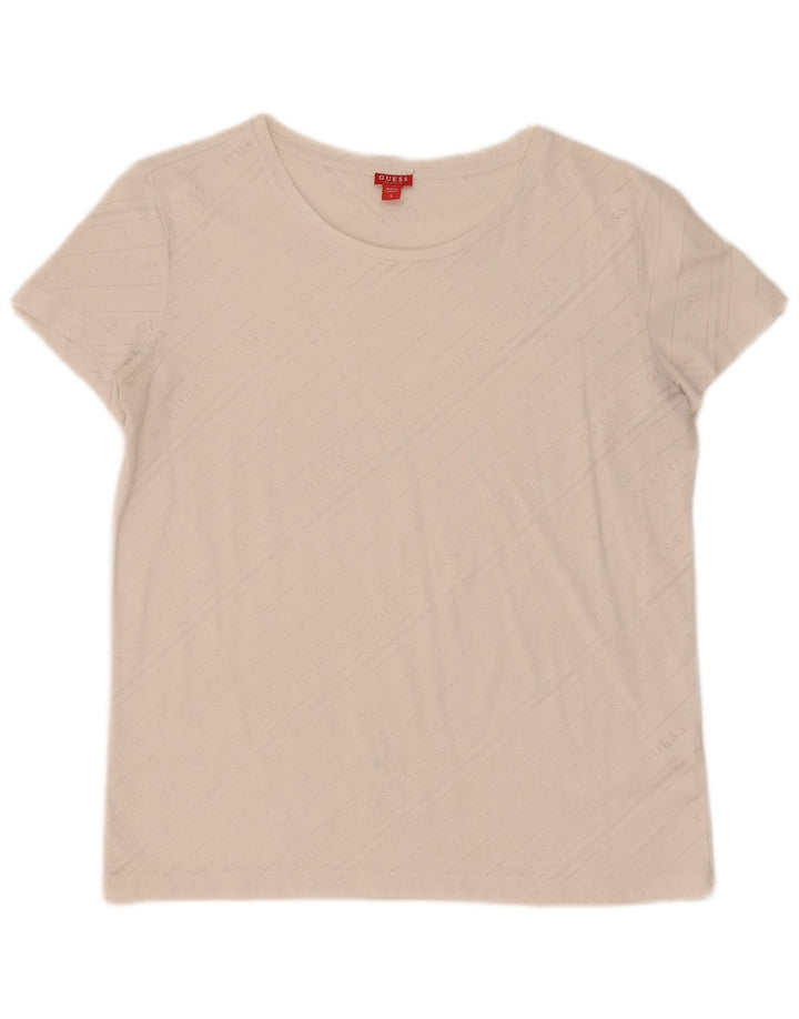 Guess Womens Graphic T-Shirt Top UK 10 Small Off White