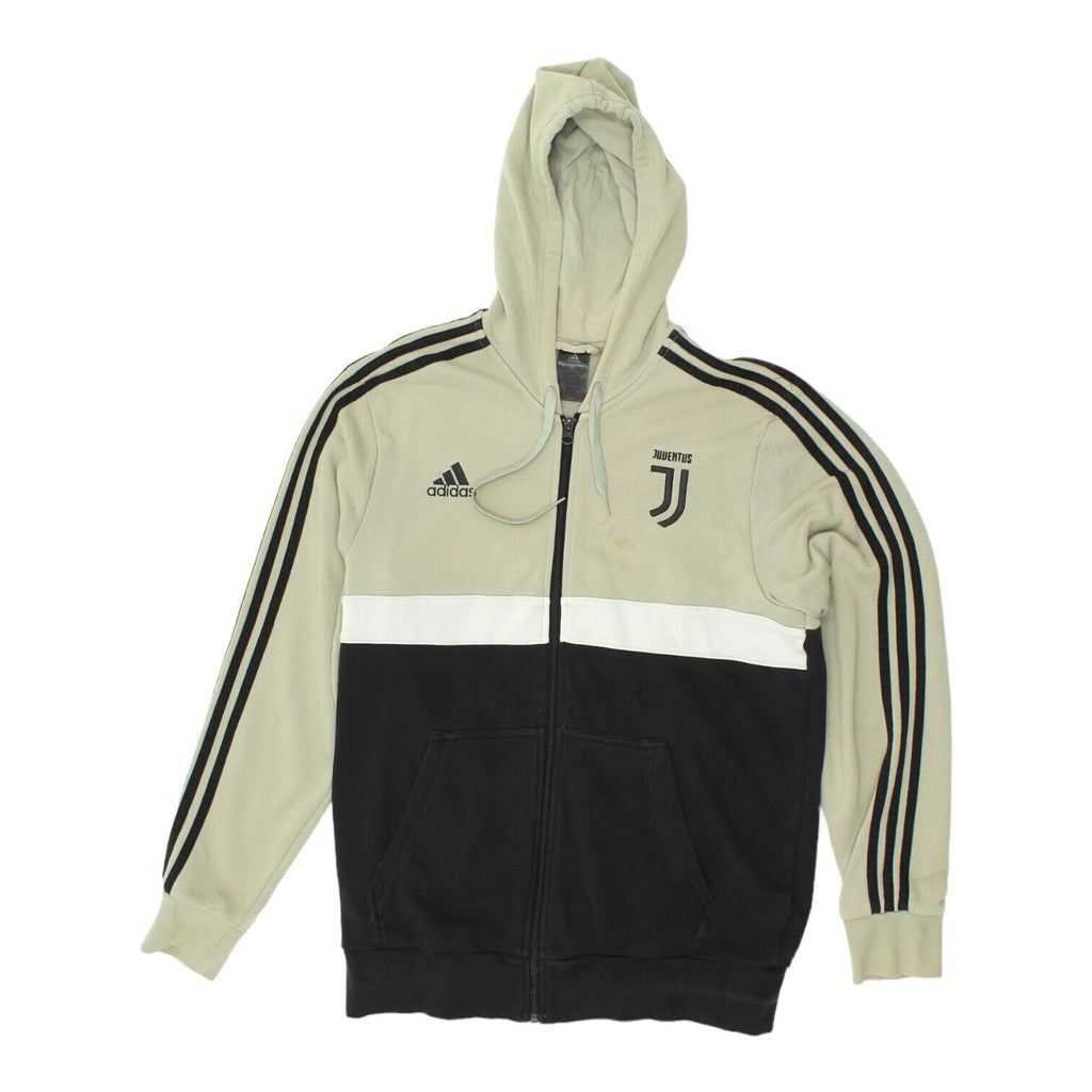 Juventus Mens Black Beige Full Zip Adidas Hoodie | Italian Football Hoody VTG | Vintage Messina Hembry | Thrift | Second-Hand Messina Hembry | Used Clothing | Messina Hembry 