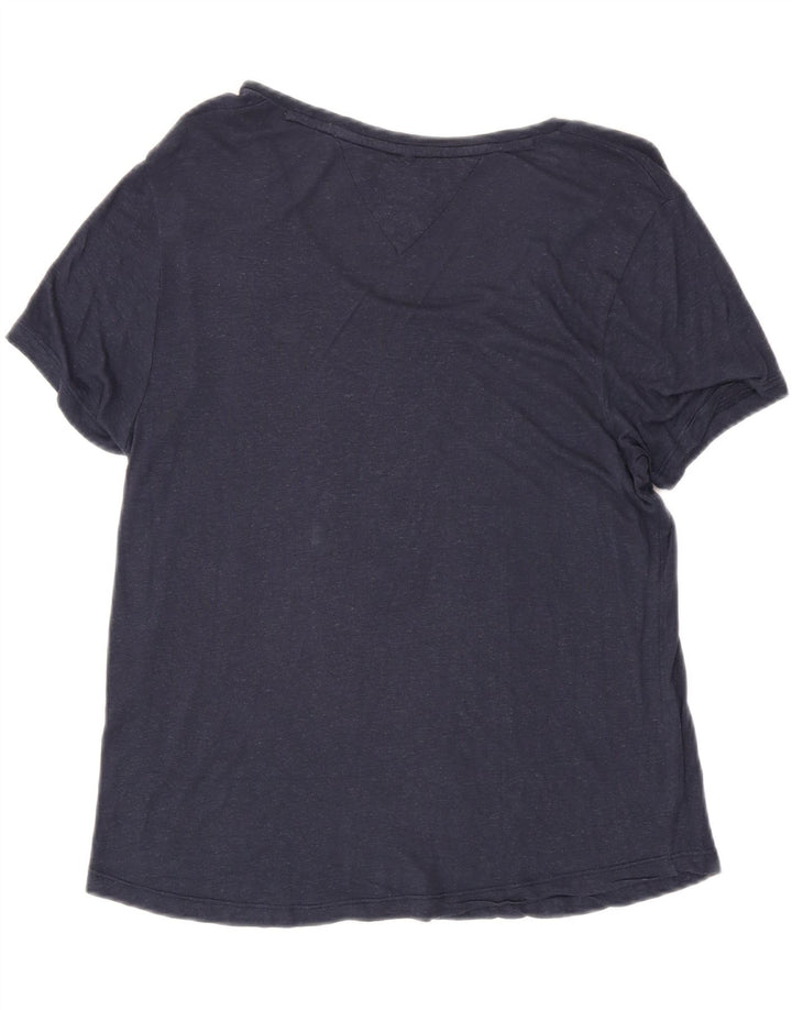 TOMMY HILFIGER Womens T-Shirt Top UK 12 Medium Navy Blue Flecked
