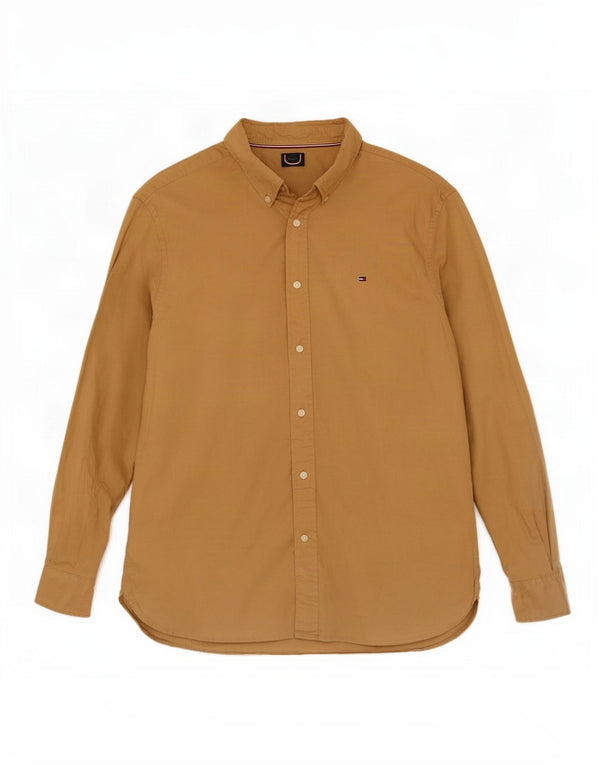 Tommy Hilfiger Mens Shirt XL Beige Cotton