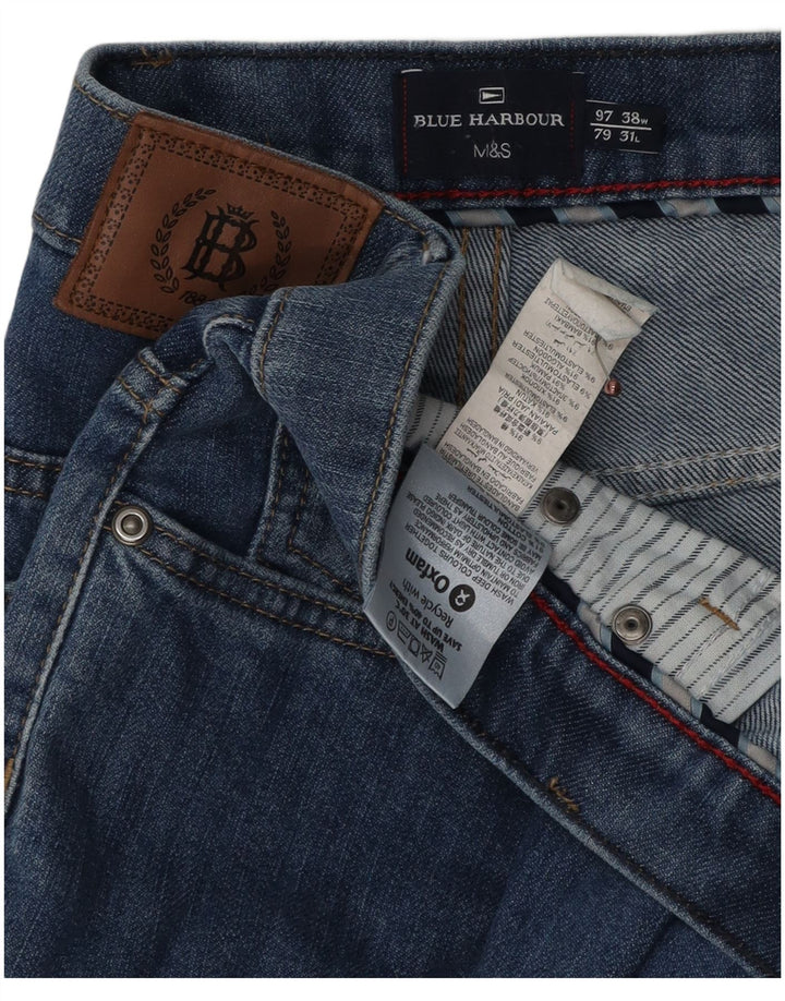 Marks & Spencer Mens Blue Harbour Straight Jeans W38 L31 Blue Cotton