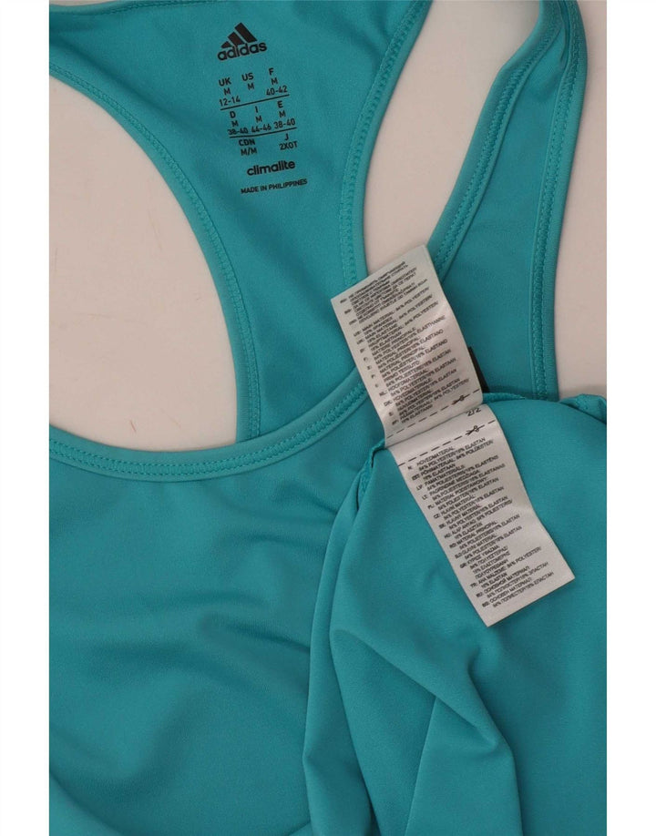 Adidas Womens Climalite Vest Top UK 12/14 Medium Blue Polyester