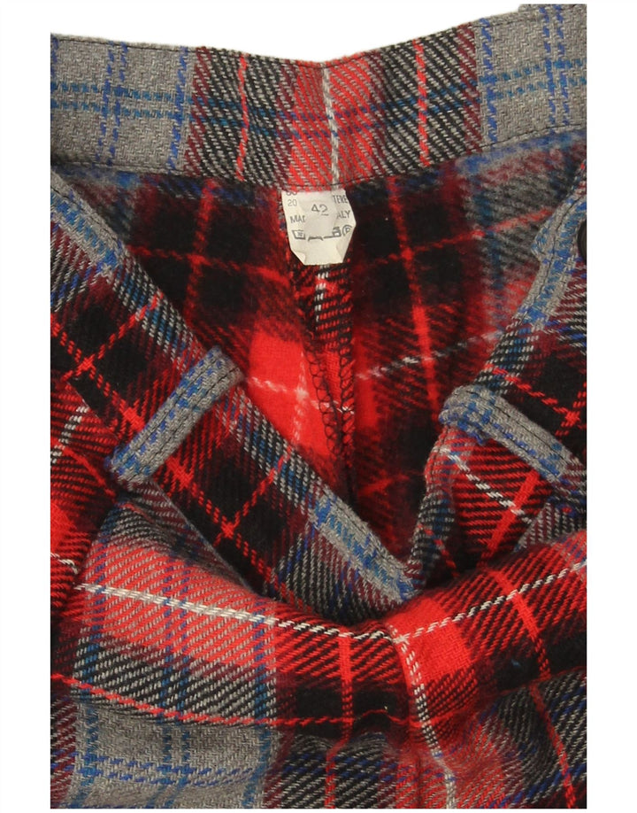 VINTAGE Womens High Waist Chino Shorts IT 42 Medium W28  Red Check Wool