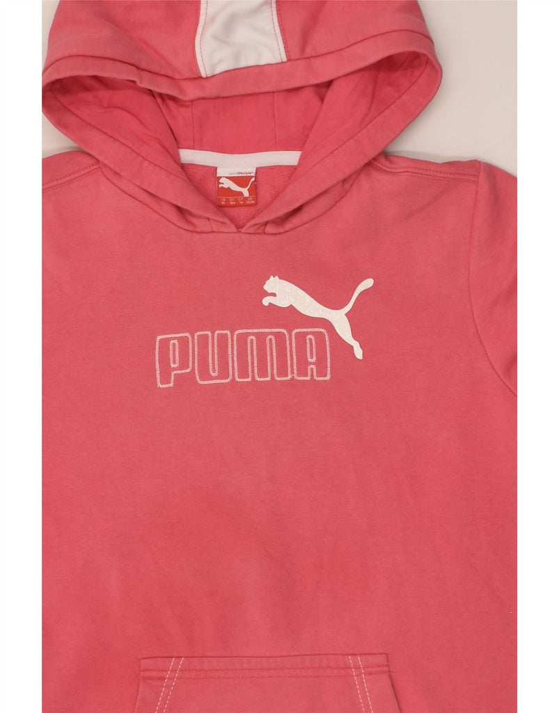 PUMA Girls Graphic Hoodie Jumper 13-14 Years Pink | Vintage Puma | Thrift | Second-Hand Puma | Used Clothing | Messina Hembry 