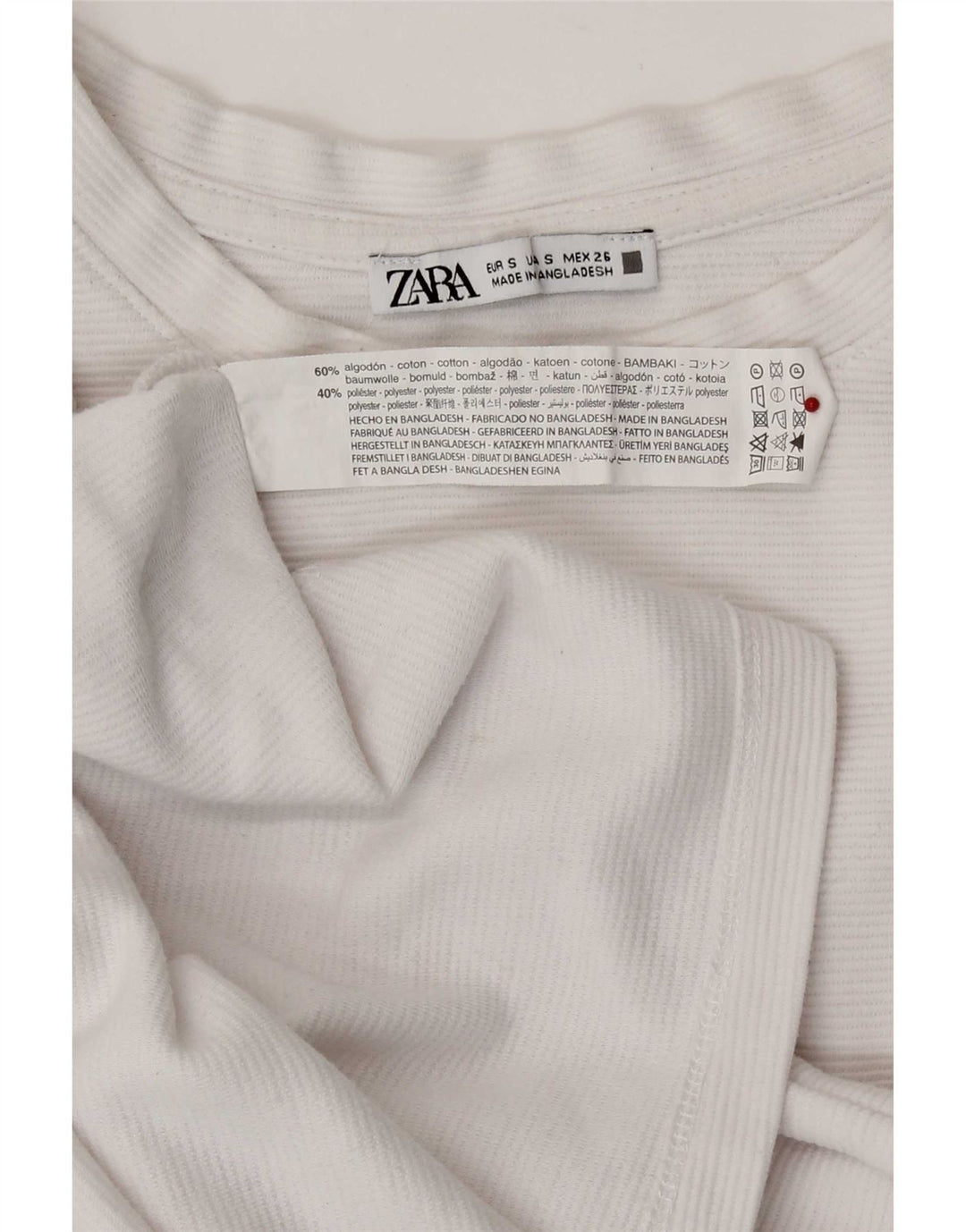 Zara Womens T-Shirt Top UK 10 Small White Cotton