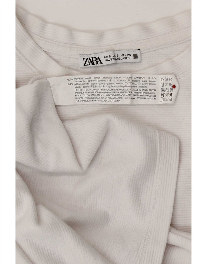 Zara Womens T-Shirt Top UK 10 Small White Cotton
