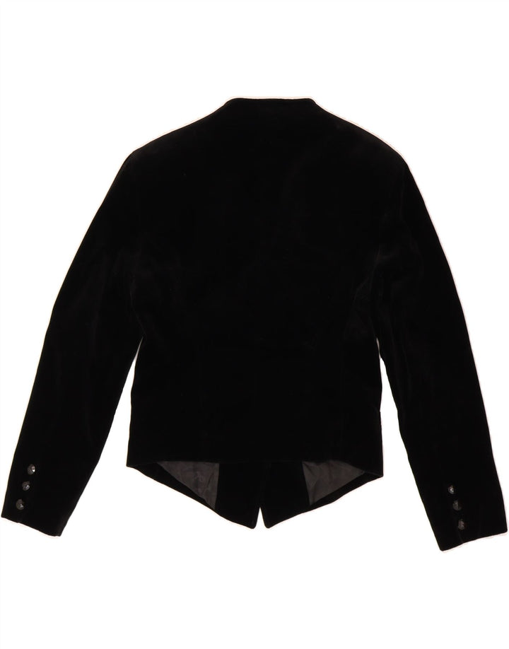 BENETTON Womens Velvet 4 Button Blazer Jacket IT 42 Medium Black Cotton Vintage Benetton and Second-Hand Benetton from Messina Hembry 
