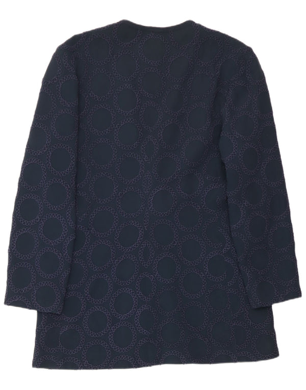 Gai Mattiolo Womens Front Tie Blazer Jacket IT 50 XL Navy Blue Geometric
