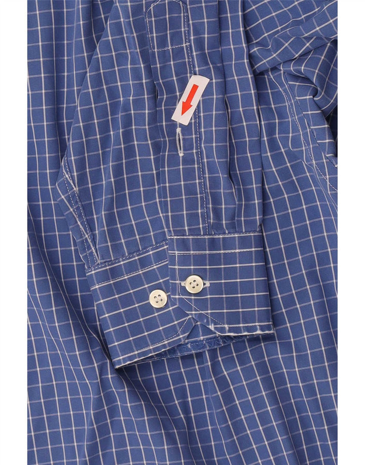 Lacoste Mens Shirt Size 40 Medium Blue Check Cotton