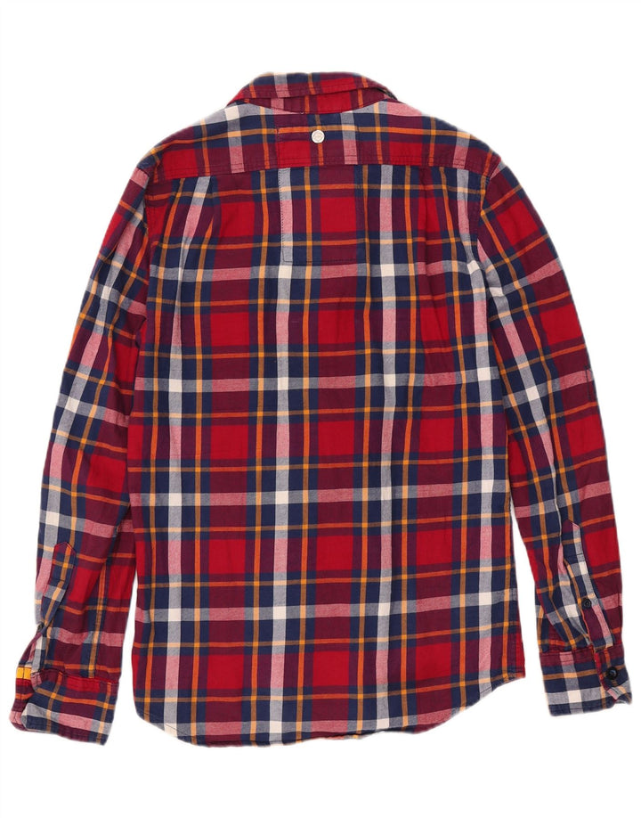SUPERDRY Mens Classic Fit Flannel Shirt Small Red Check Cotton
