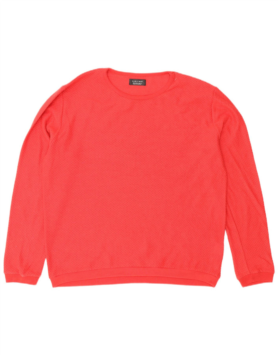 Zara Mens Crew Neck Jumper Sweater Large Red Polyester