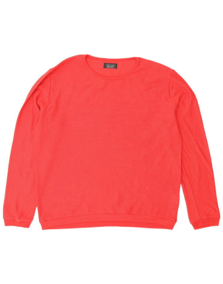 Zara Mens Crew Neck Jumper Sweater Large Red Polyester