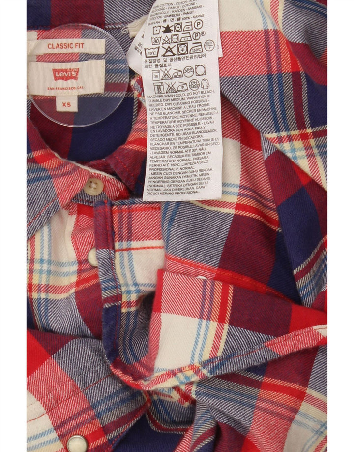 LEVI'S Mens Classic Fit Flannel Shirt XS Red Check Cotton Vintage Levi's and Second-Hand Levi's from Messina Hembry 