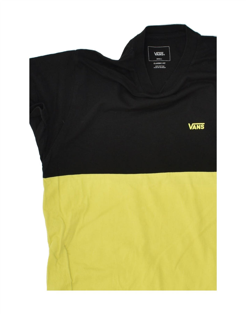 VANS Mens Classic Fit T-Shirt Top Small Yellow Colourblock Cotton | Vintage Vans | Thrift | Second-Hand Vans | Used Clothing | Messina Hembry 