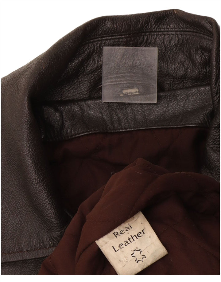 Vintage Mens Leather Jacket EU 52 XL Brown Leather