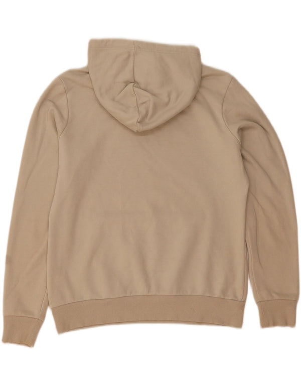 Puma Womens Graphic Hoodie Jumper UK 14 Medium Beige Cotton