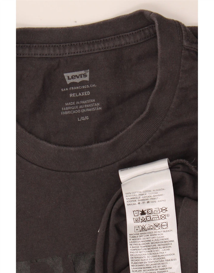 LEVI'S Mens Relaxed Fit Graphic T-Shirt Top Large Grey Cotton Vintage Levi's and Second-Hand Levi's from Messina Hembry 
