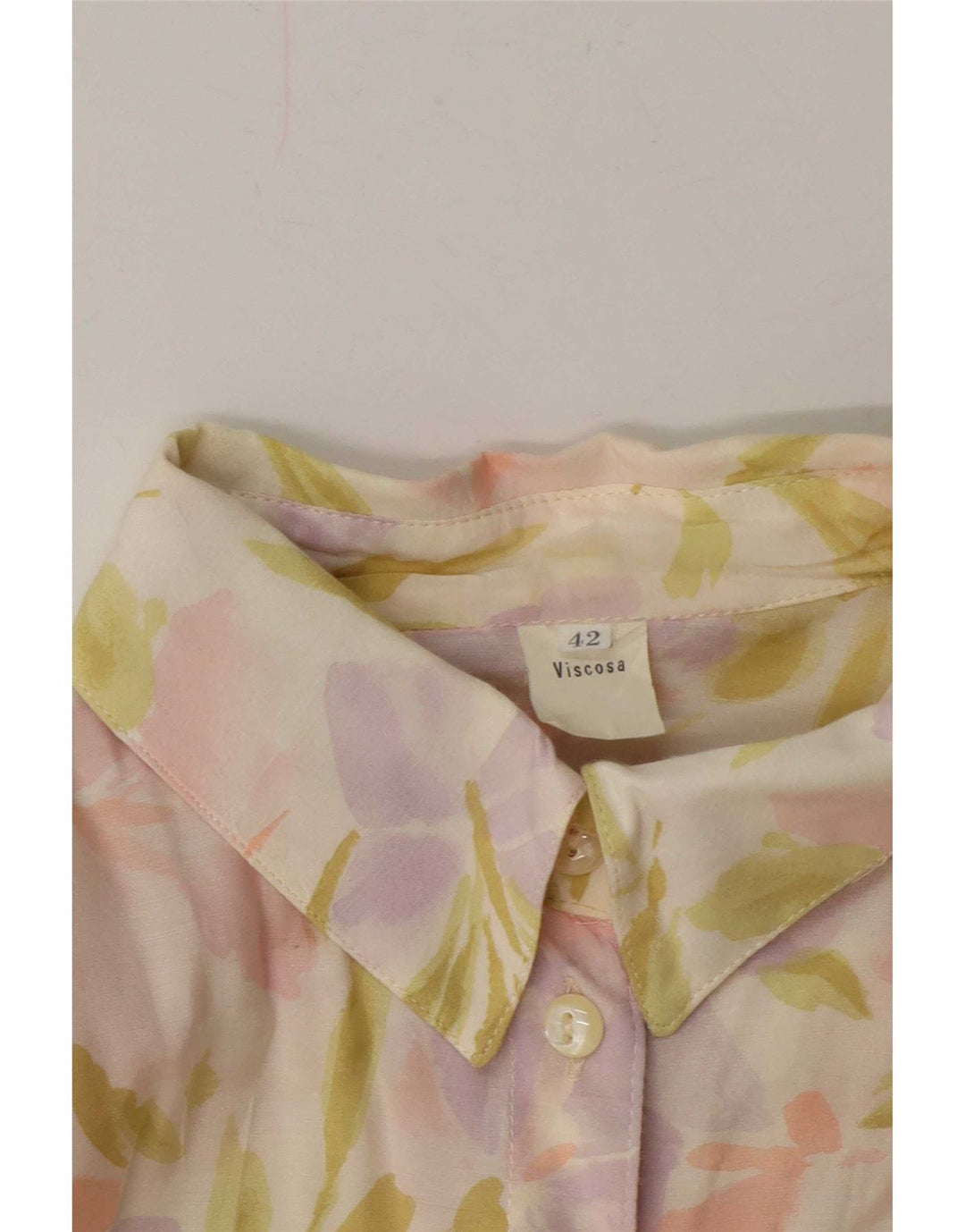 Vintage Womens Shirt Blouse EU 42 Large Multicoloured Floral Viscose