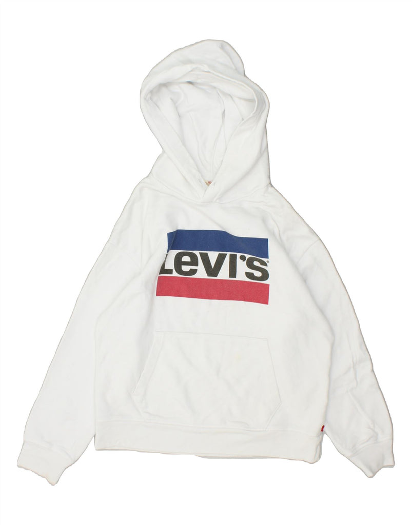 LEVI'S Mens Graphic Hoodie Jumper Small White Cotton | Vintage Levi's | Thrift | Second-Hand Levi's | Used Clothing | Messina Hembry 