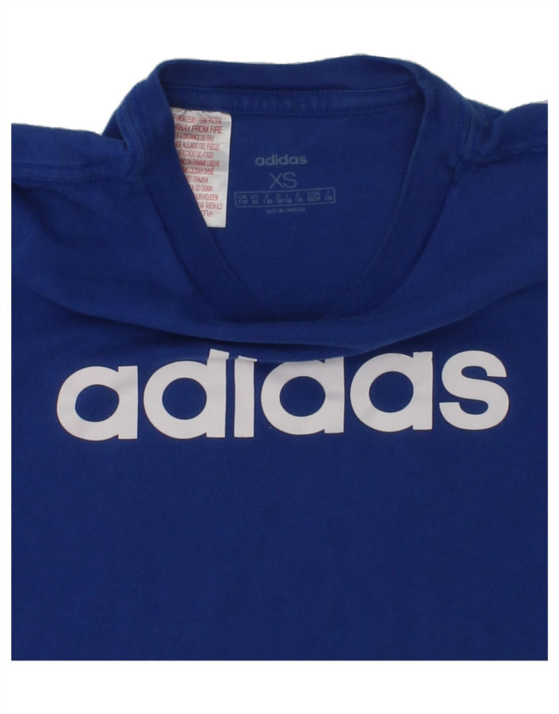 ADIDAS Boys Graphic T-Shirt Top 7-8 Years XS Navy Blue Cotton | Vintage Adidas | Thrift | Second-Hand Adidas | Used Clothing | Messina Hembry 