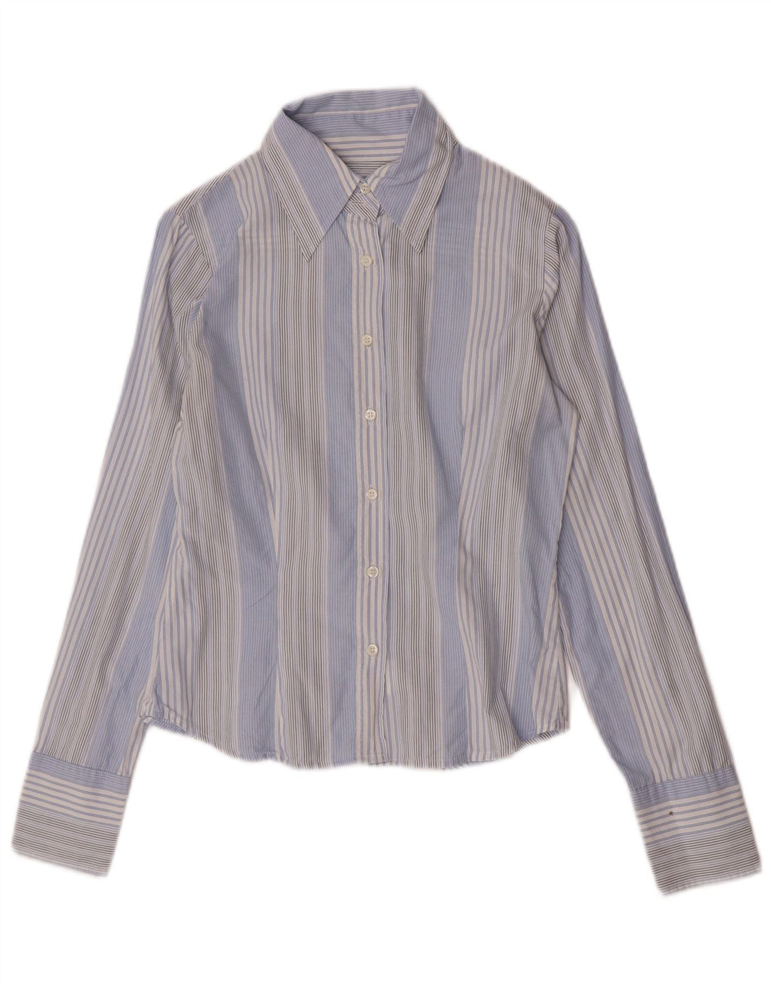 Sisley Womens Shirt UK 10 Small Blue Striped Cotton