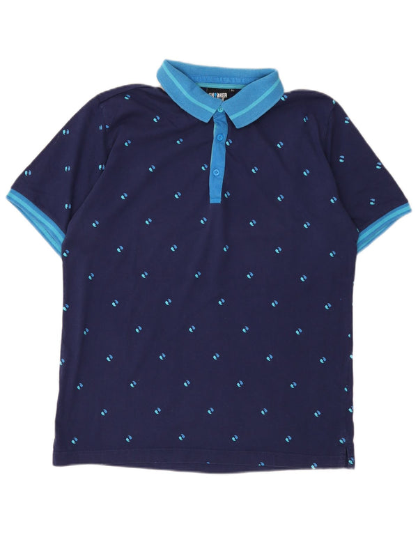 Sneaker Freak  Mens Polo Shirt XL Navy Blue Spotted Cotton