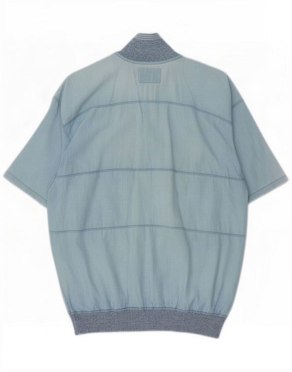 Malagrida Mens Short Sleeve Pullover Shirt Medium Blue Colourblock