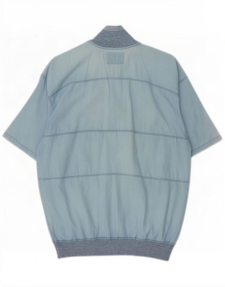 Malagrida Mens Short Sleeve Pullover Shirt Medium Blue Colourblock