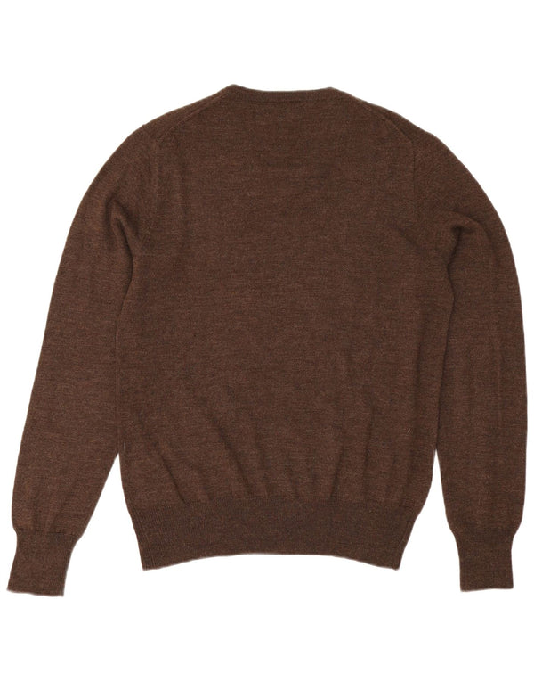 Polo Ralph Lauren Boys V-Neck Jumper Sweater 15-16 Years Large Brown Wool