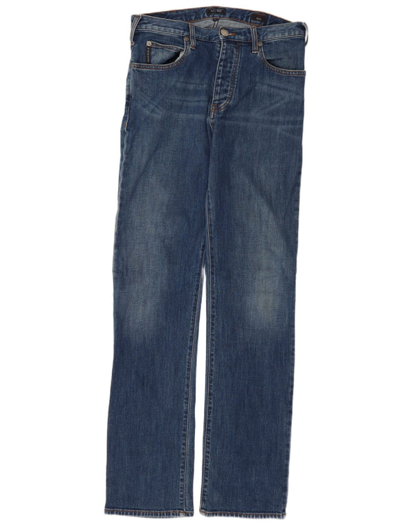 Armani Mens Straight Jeans W30 L32 Blue Cotton