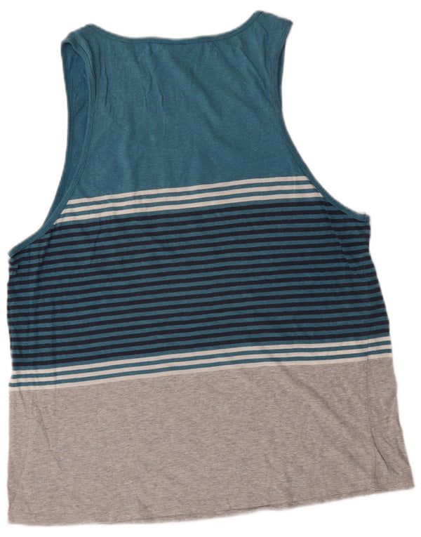 Rip Curl Womens Vest Top UK 16 Large Blue Striped Cotton