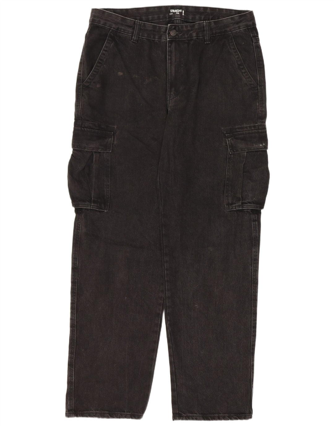 Kiabi Mens Cargo Straight Jeans IT 50 Large W34 L31 Black