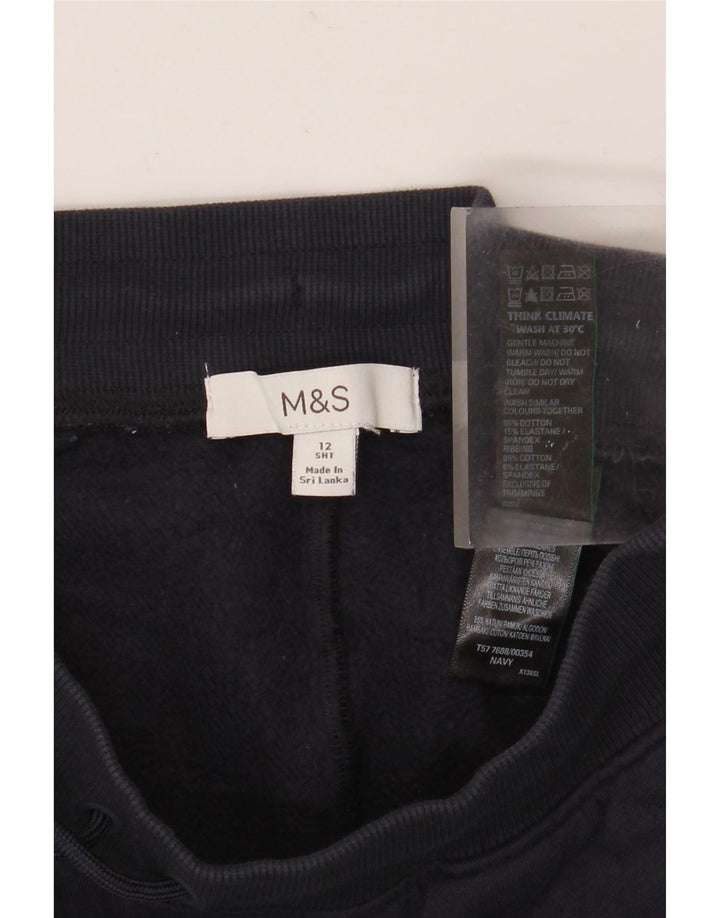 MARKS & SPENCER Womens Tracksuit Trousers UK 12 Medium Navy Blue Cotton