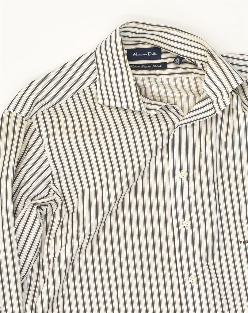 MASSIMO DUTTI Mens Shirt Size 39 15 1/2 Medium White Striped Cotton | Vintage Massimo Dutti | Thrift | Second-Hand Massimo Dutti | Used Clothing | Messina Hembry 