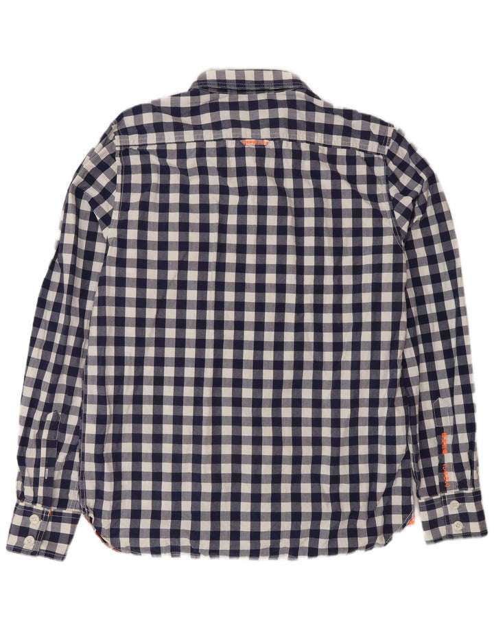Superdry Mens Shirt 2XL Navy Blue Gingham Cotton