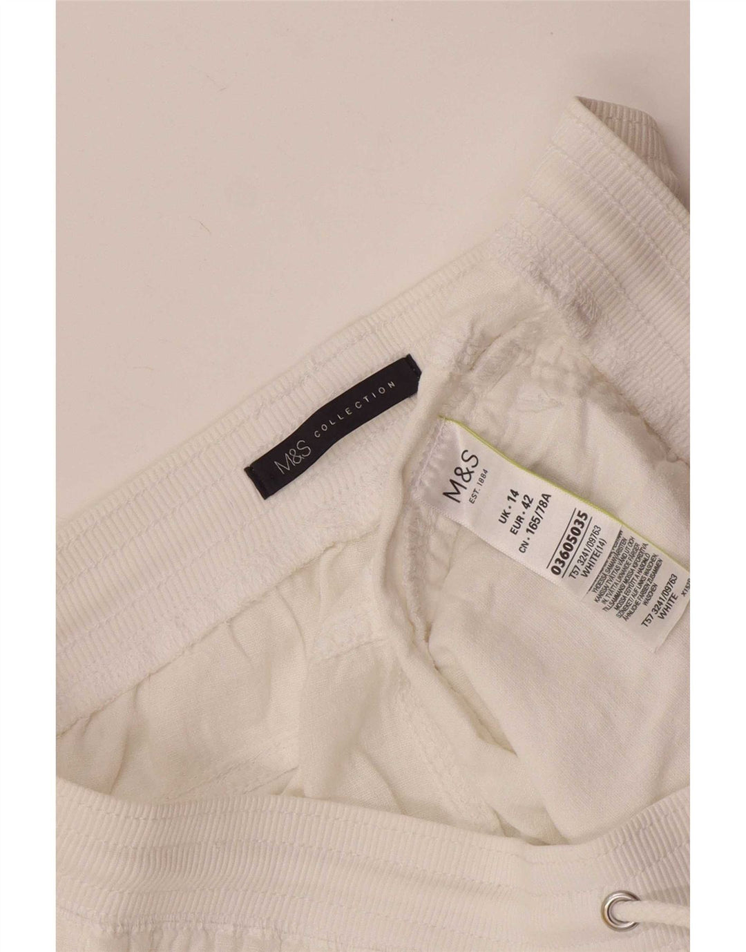 Marks & Spencer Womens Shorts UK 14 Large W32 White Linen
