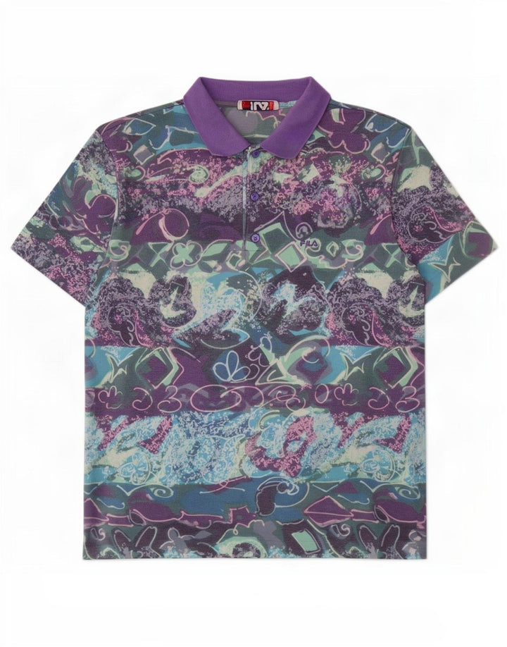 Fila Mens Polo Shirt IT 52 Large Multicoloured Geometric