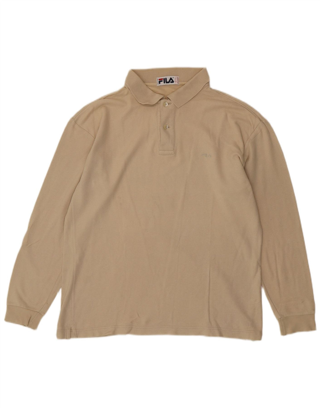 FILA Mens Long Sleeve Polo Shirt IT 50 Medium Beige