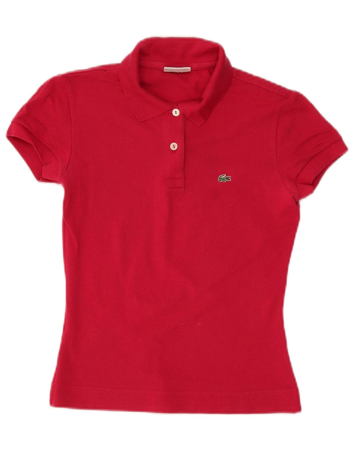 Lacoste Womens Polo Shirt Size 36 Small Red Cotton