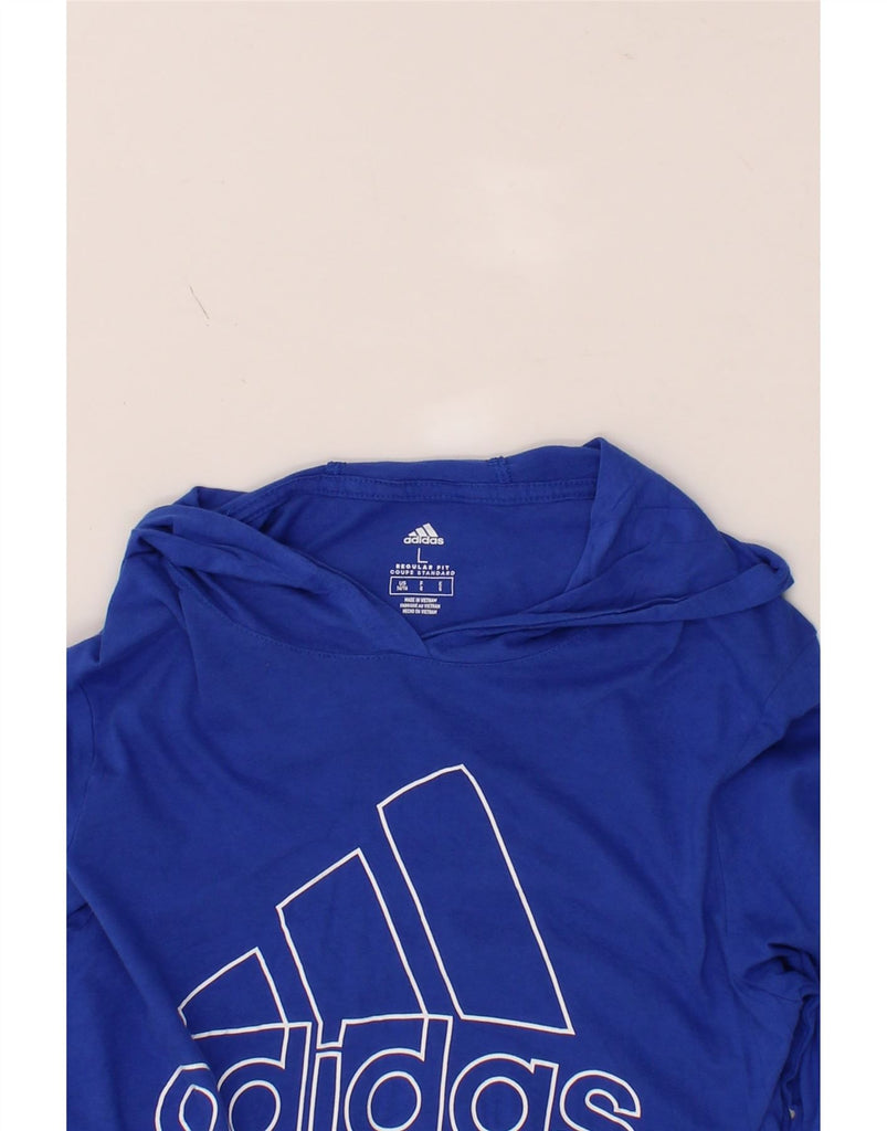 ADIDAS Boys Regular Fit Graphic Top Long Sleeve 14-15 Years Large Blue Vintage Adidas and Second-Hand Adidas from Messina Hembry 