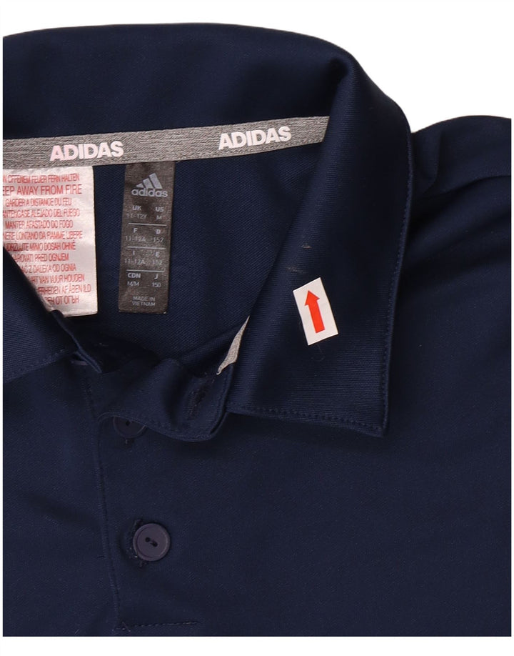 ADIDAS Boys Polo Shirt 11-12 Years Navy Blue Polyester